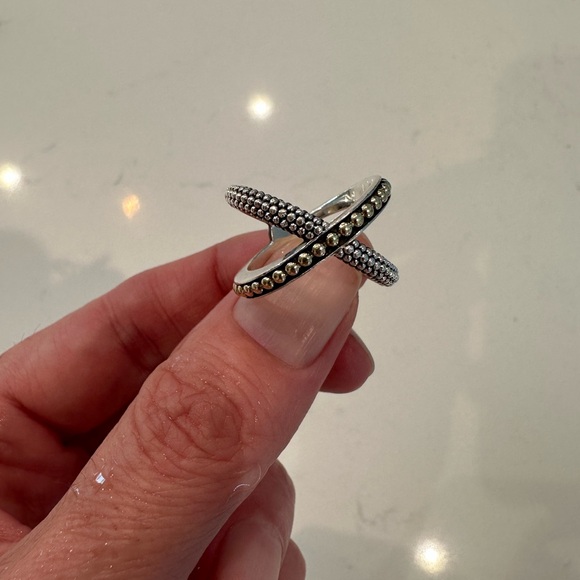 LAGOS Jewelry - Lagos Sterling Silver and 18K Gold Enso X Ring